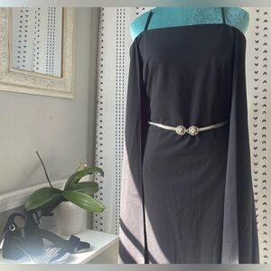 Adrianna Papell Off Shoulder Black Dress with Cape